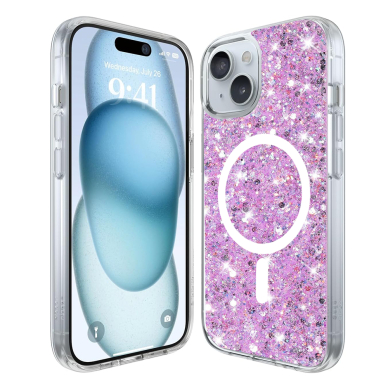 [Užsakomoji prekė] Dėklas iPhone 16 Plus - Techsuit Sparkly Glitter - Magenta