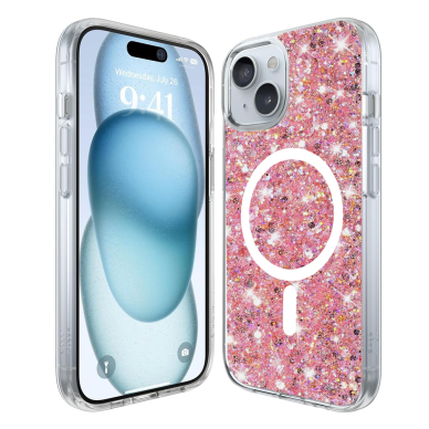 [Užsakomoji prekė] Dėklas iPhone 16 Plus - Techsuit Sparkly Glitter - rožinis