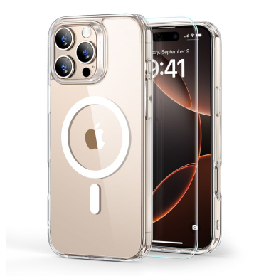 [Užsakomoji prekė] Dėklas iPhone 16 Pro + Cover - ESR Classic Hybrid HaloLock - Skaidrus