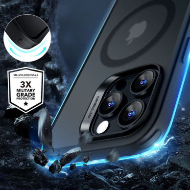 [Užsakomoji prekė] Dėklas iPhone 16 Pro + Cover - ESR Classic Hybrid HaloLock - Frosted Black 1