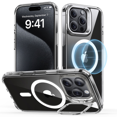 [Užsakomoji prekė] Dėklas iPhone 16 Pro - ESR Classic Hybrid Classic HaloLock HaloLock Kickstand - Pilkas Clear 2