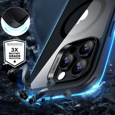 [Užsakomoji prekė] Dėklas iPhone 16 Pro Max + Cover - ESR Classic Hybrid HaloLock - Skaidrus / Black 2