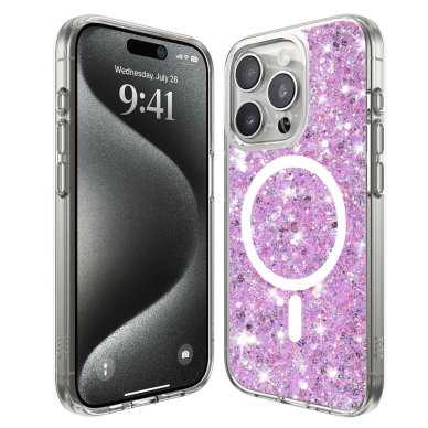 [Užsakomoji prekė] Dėklas iPhone 16 Pro Max - Techsuit Sparkly Glitter - Magenta