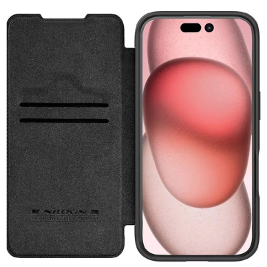 [Užsakomoji prekė] Dėklas iPhone 16 Pro - Nillkin Qin Prop Leather Case - Juodas 1