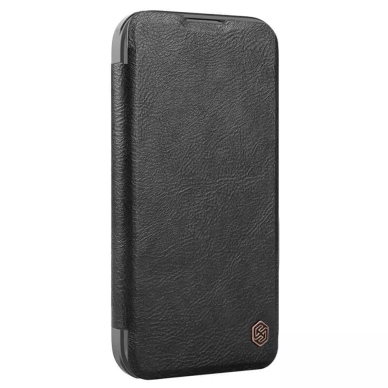 [Užsakomoji prekė] Dėklas iPhone 16 Pro - Nillkin Qin Prop Leather Case - Juodas