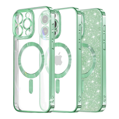 [Užsakomoji prekė] Dėklas iPhone 16 Pro - Techsuit Luxury Glitter MagSafe - Light Green