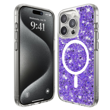 [Užsakomoji prekė] Dėklas iPhone 16 Pro - Techsuit Sparkly Glitter - violetinis