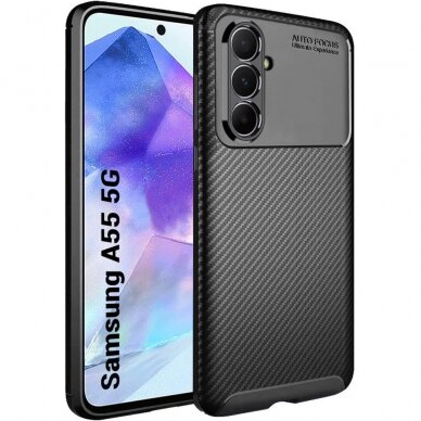 [Užsakomoji prekė] Dėklas skirtas Samsung Galaxy A55 5G - Techsuit CarbonFiber - Juodas