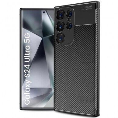 [Užsakomoji prekė] Dėklas skirtas Samsung Galaxy S24 Ultra - Techsuit CarbonFiber - Juodas