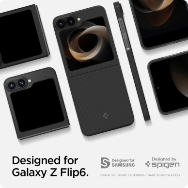 [Užsakomoji prekė] Dėklas Samsung Galaxy Z Flip6 - Spigen Air Skin - Aramid Black 6