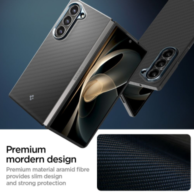 [Užsakomoji prekė] Dėklas Samsung Galaxy Z Fold6 - Spigen Air Skin - Aramid Black 5