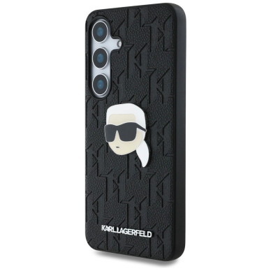 Dėklas Karl Lagerfeld Leather Monogram Pin Logo Karl Head Samsung Galaxy S25 Plus Juodas 1