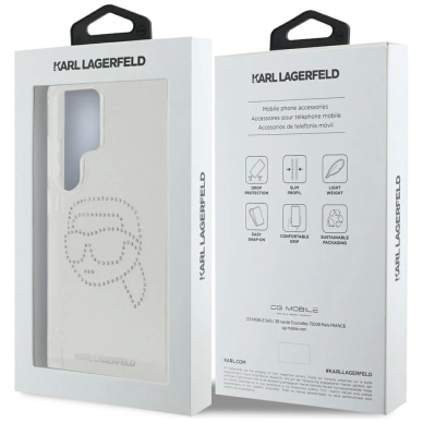 Dėklas Karl Lagerfeld Rhinestones Karl Head Logo Samsung Galaxy S25 Ultra Permatomas 7