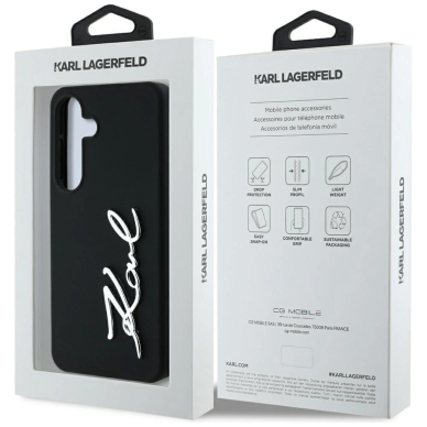 Dėklas Karl Lagerfeld Silicone Metal Signature Logo Samsung Galaxy S25 Juodas 7