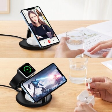 Choetech 3in1 inductive charging station iPhone 12/13/14, AirPods Pro, Apple Watch Juodas (T587-F) 1