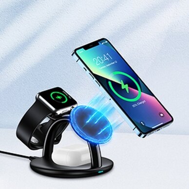 Choetech 3in1 inductive charging station iPhone 12/13/14, AirPods Pro, Apple Watch Juodas (T587-F) 14