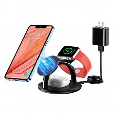 Choetech 3in1 inductive charging station iPhone 12/13/14, AirPods Pro, Apple Watch Juodas (T587-F) 5