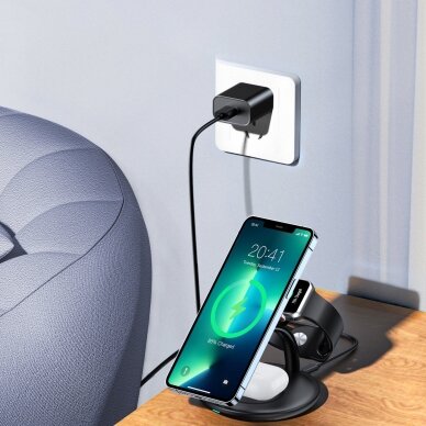 Choetech 3in1 inductive charging station iPhone 12/13/14, AirPods Pro, Apple Watch Juodas (T587-F) 7