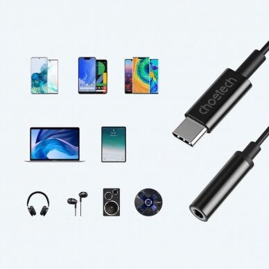 Choetech AUX003 USB-C / DC 3.5mm audio adapter - Juodas 14