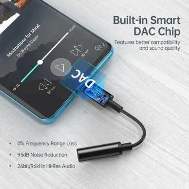 Choetech AUX003 USB-C / DC 3.5mm audio adapter - Juodas 5