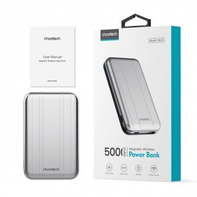 Choetech B655 mini wireless magnetic powerbank 5000mAh - silver 2