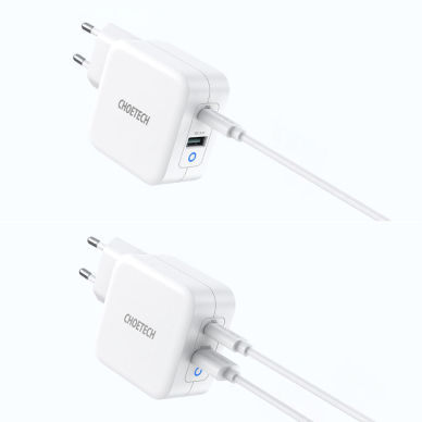 Įkroviklis Choetech GaN USB Type C PD USB-A QC3.0 65W 3,25A Baltas (PD8002) 4