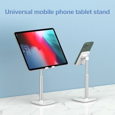 Choetech H035 aluminum stand a phone or tabletadjustment - baltas silver 17