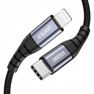 Choetech IP0039 USB-C / Lightning MFi Kabelis, 1.2m long - Juodas 1