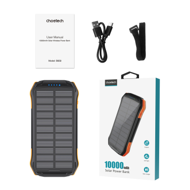 Choetech solar powerbank with inductive charging 10000mAh Qi 5W orange (B659) 3