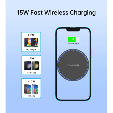 Choetech T205-F magnetic Laikiklis15 W inductive Įkroviklis  - Juodas 4