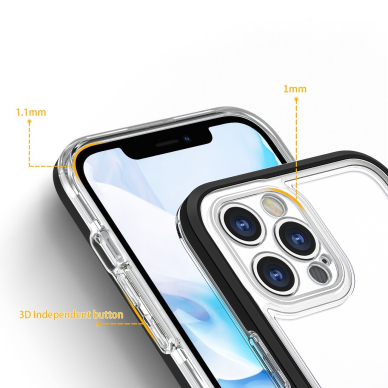 Dėklas Clear 3in1 iPhone 12 Pro juodas 10