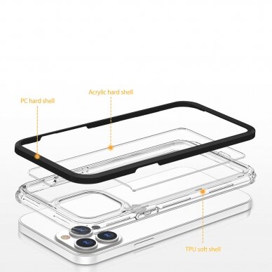 Dėklas Clear 3in1 iPhone 14 Pro Max Mėlynais kraštais 3