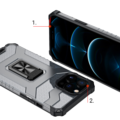 Dėklas Crystal Ring Case Kickstand Tough Rugged iPhone 11 Pro Juodas 6