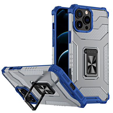 Dėklas Crystal Ring Case Kickstand Tough Rugged iPhone 11 Pro Mėlynas