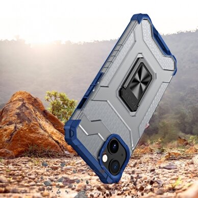 Dėklas Crystal Ring Case Kickstand Tough Rugged iPhone 12 Mėlynas 1