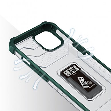 Dėklas Crystal Ring Case Kickstand Tough Rugged iPhone 12 Žalias 5