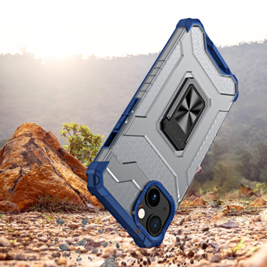 Dėklas Crystal Ring Case Kickstand Tough Rugged iPhone 12 mini Mėlynas 1