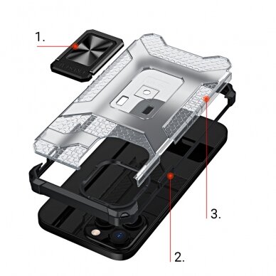 Dėklas Crystal Ring Case Kickstand Tough Rugged iPhone 12 Pro Mėlynas 5