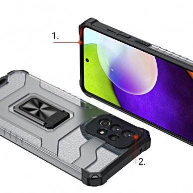 Dėklas Crystal Ring Case Kickstand Tough Rugged Samsung Galaxy A72 4G Mėlynas 6