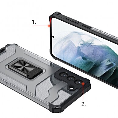 Dėklas Crystal Ring Case Kickstand Tough Rugged Samsung Galaxy S21+ 5G (S21 Plus 5G) Mėlynas 5