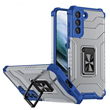 Dėklas Crystal Ring Case Kickstand Tough Rugged Samsung Galaxy S21+ 5G (S21 Plus 5G) Mėlynas