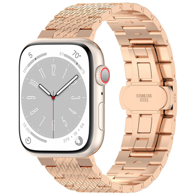 [Užsakomoji prekė] Apyrankė laikrodžiui Apple Watch 1/2/3/4/5/6/7/8/9/SE/SE 2 (38/40/41mm) - Techsuit Watchband (W052) - Rožino aukso spalvos 1