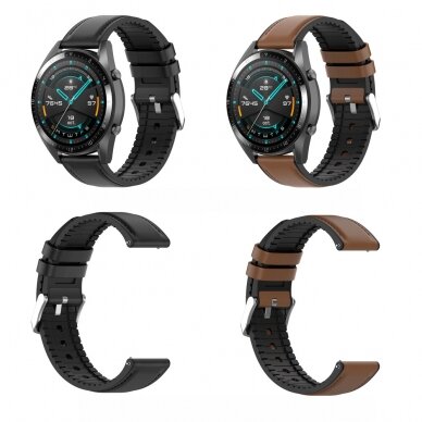 [Užsakomoji prekė] Apyrankė skirta Samsung Galaxy Watch 4/5/6, Galaxy Watch Active (40 / 44 mm), Huawei Watch GT / GT 2 / GT 3 (42 mm) - Techsuit Watchband 20mm (W007) - Juodas ZND933 6