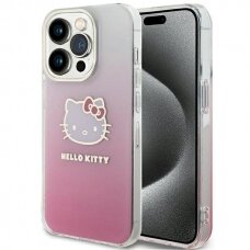 Dėklas Hello Kitty IML Gradient Electrop Kitty Head iPhone 15 Pro Max - rožinis