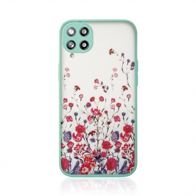 Dėklas Design Case Samsung Galaxy A12 5G Gėlėtas, mėlynas