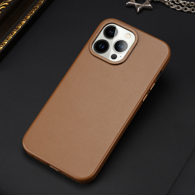 Dėklas Dux Ducis Grit Leather Case for iPhone 14 Pro Max Rudas 10