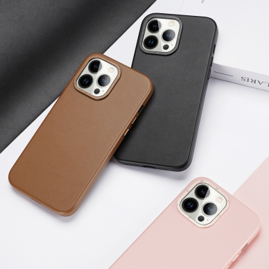 Dėklas Dux Ducis Grit Leather Case for iPhone 14 Pro Max Rudas 5