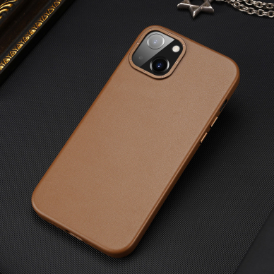 Dėklas Dux Ducis Grit Leather Case for iPhone 14 Rudas 12