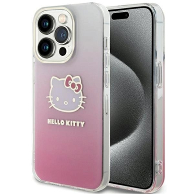 Dėklas Hello Kitty IML Gradient Electrop Kitty Head iPhone 15 Pro - rožinis