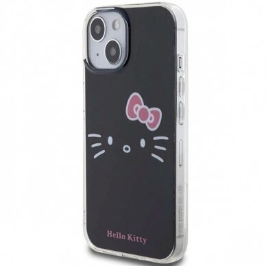 Dėklas Hello Kitty IML Kitty Face iPhone 15 - Juodas 1